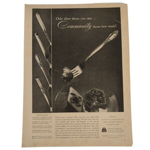 1958 Oneida Silverware Ad Only Silver Shows You Care Community MCM Print Ad